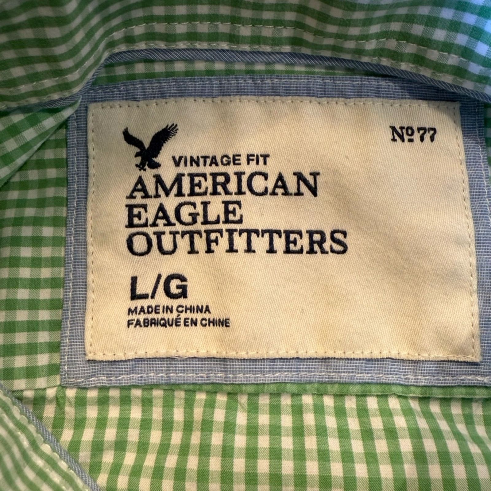 American Eagle Outfitters American Eagle Green Gingham Casual Button Down Shirt Large Size US L / EU 52-54 / 3 - 4 Thumbnail