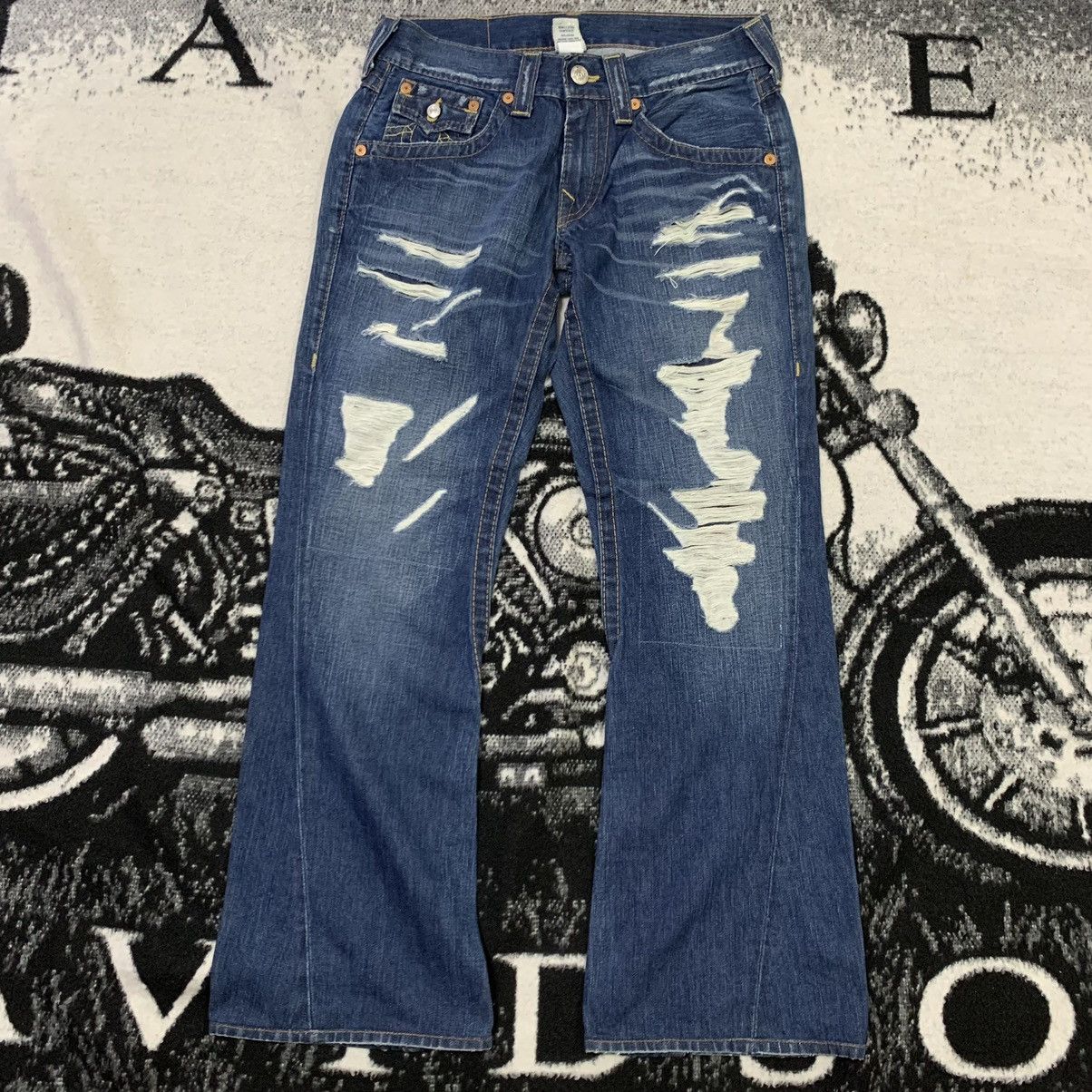 True Religion True Religion Section Joey Leather Distressed Bootcut Jeans Size US 31 - 1 Thumbnail