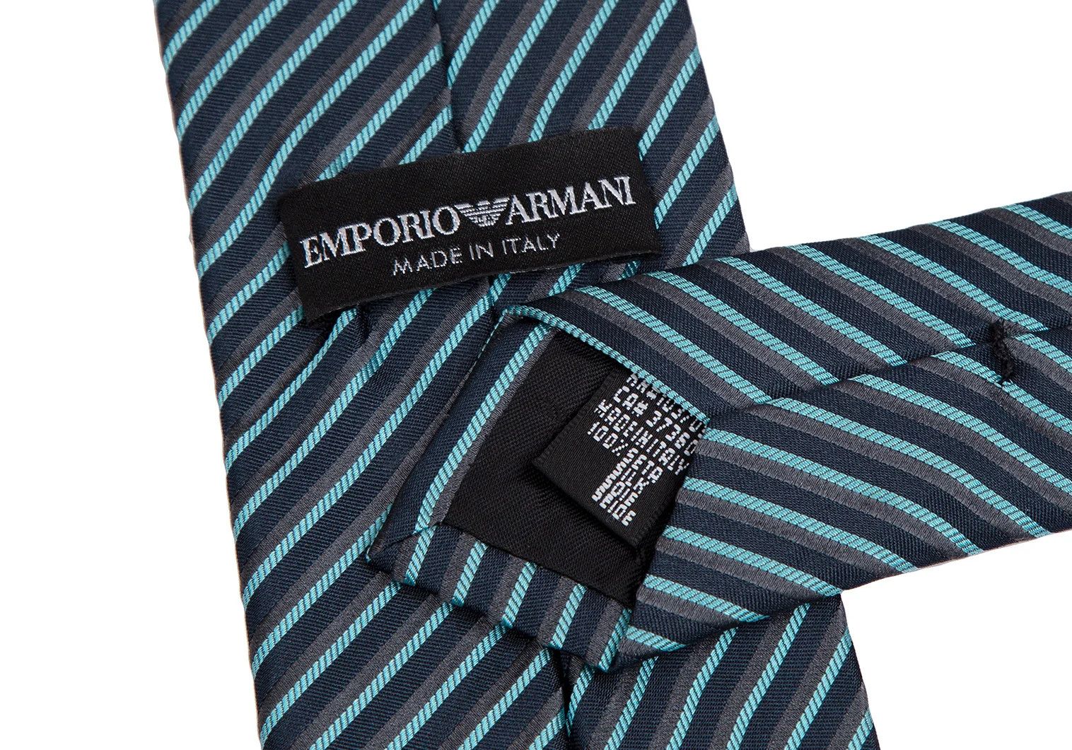 Emporio Armani Silk Regimental Alternate Stripe Tie in Light Blue Grey Size ONE SIZE - 8 Thumbnail