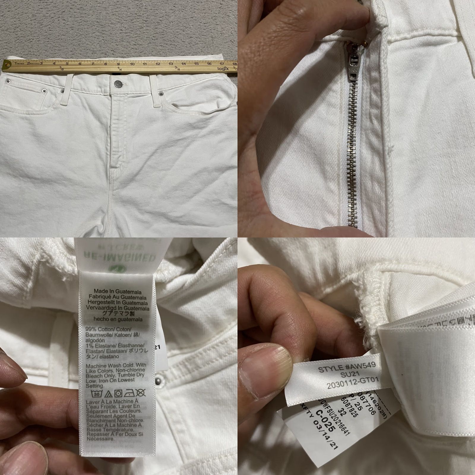J.Crew J.CREW White Denim Cut-Off Shorts Womens 4 inseam 32 Regular High Rise Cotton Spandex Beach Casual Summer Vintage No 90s? Size 24" / US 00 / IT 34 - 8 Thumbnail