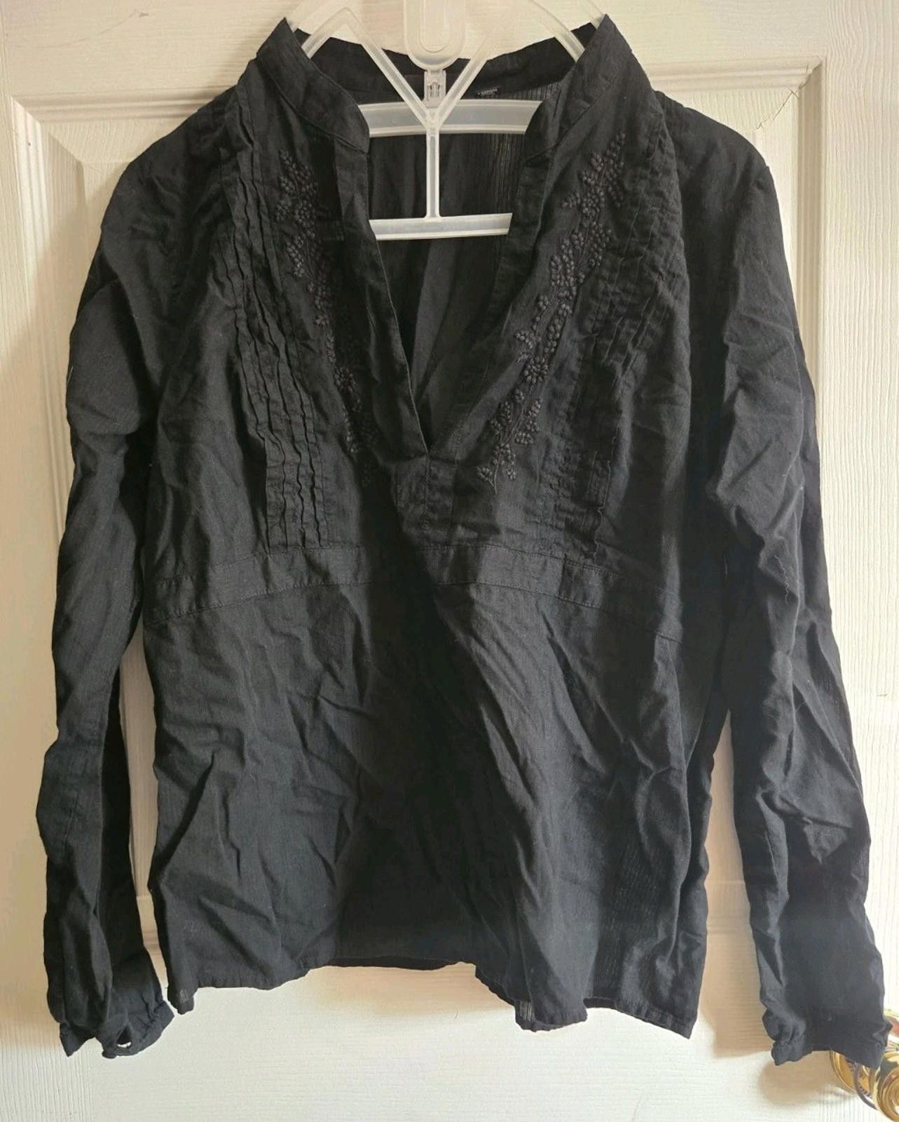 Analog A.N.A. Womens Blouse Sz XL Black Long Sleeve Top Shirt Semi Size XL / US 12-14 / IT 48-50 - 3 Thumbnail