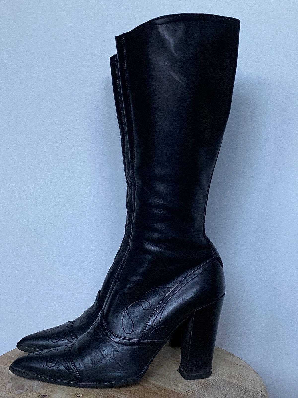 Prada × Vintage Prada Vintage Leather Western Cowboy Boots in Black Size US 6.5 / IT 36.5 - 1 Thumbnail