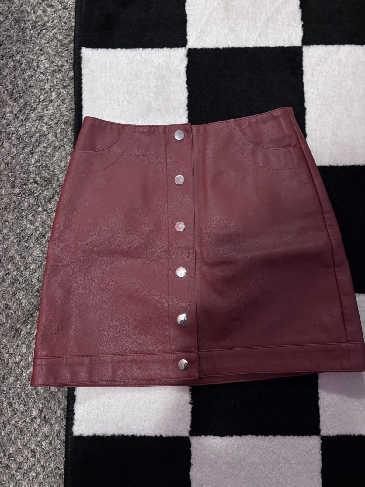 Topshop Topshop burgundy faux leather mini skirt Size 26" / US 2 / IT 38 - 1 Thumbnail