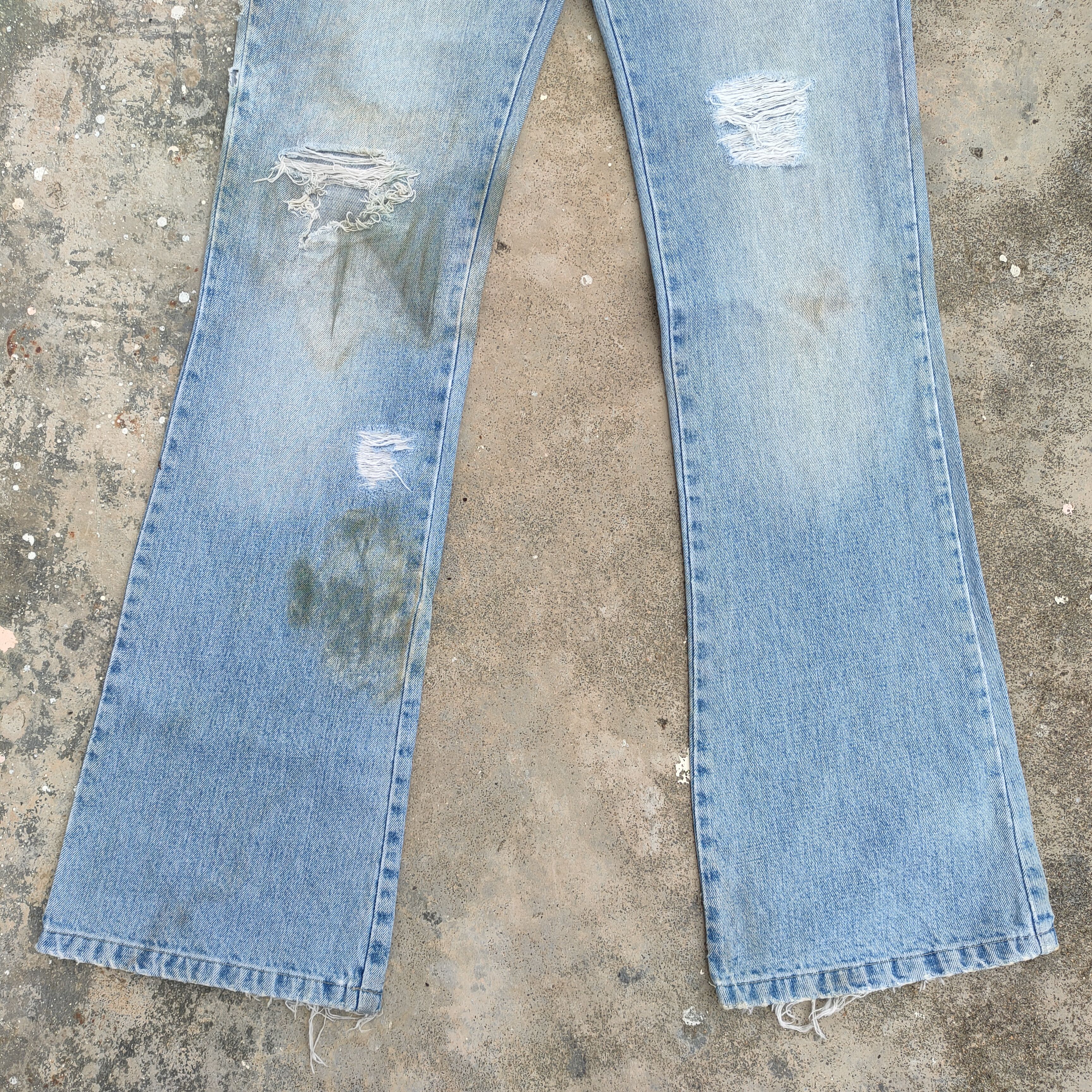 Japanese Brand FLARE VINTAGE TUNNEL DISTRESSED FADED JEANS DENIM PANTS Size US 30 / EU 46 - 4 Thumbnail