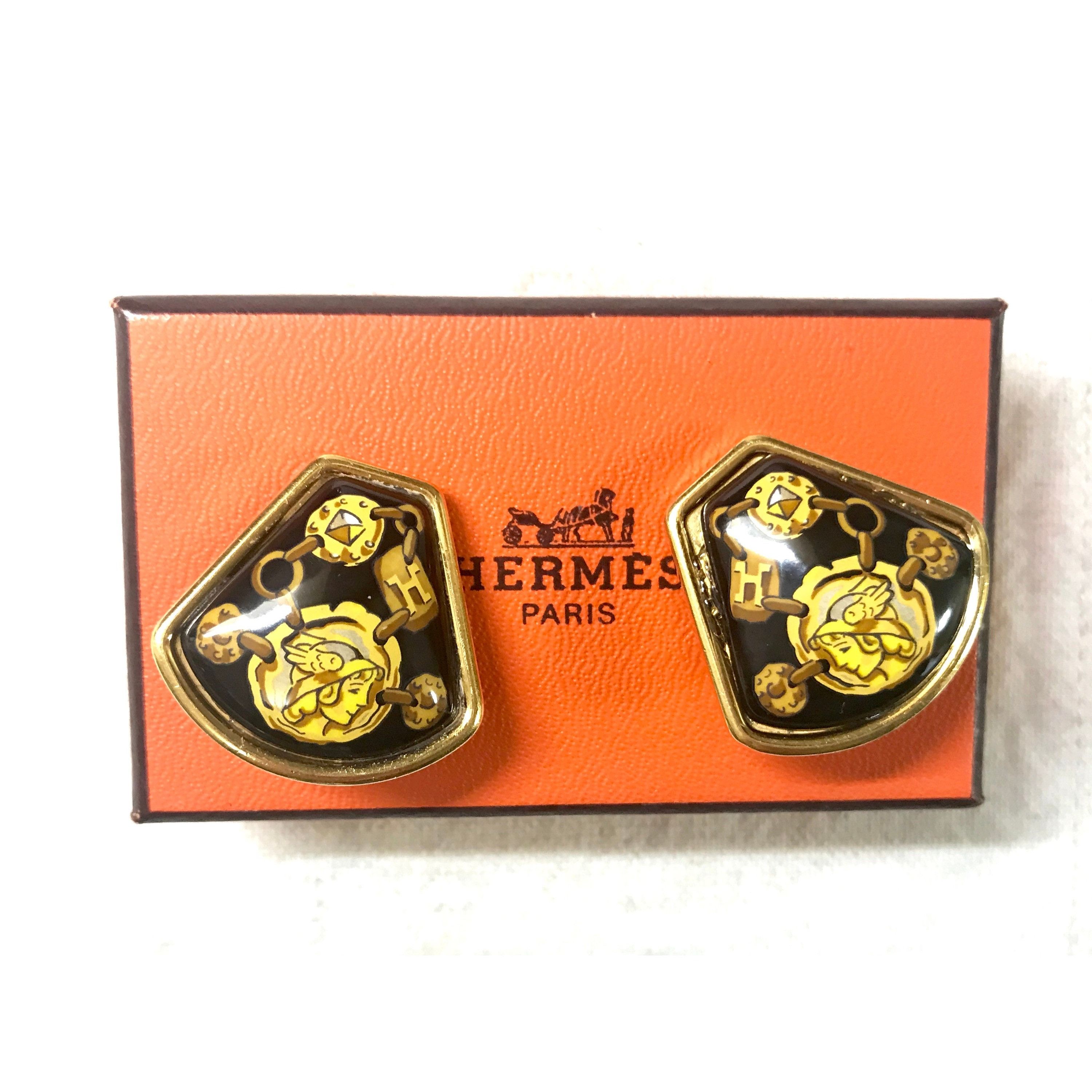 Hermes Vintage Hermes cloisonne golden earrings. Ceramic Size ONE SIZE - 9 Thumbnail