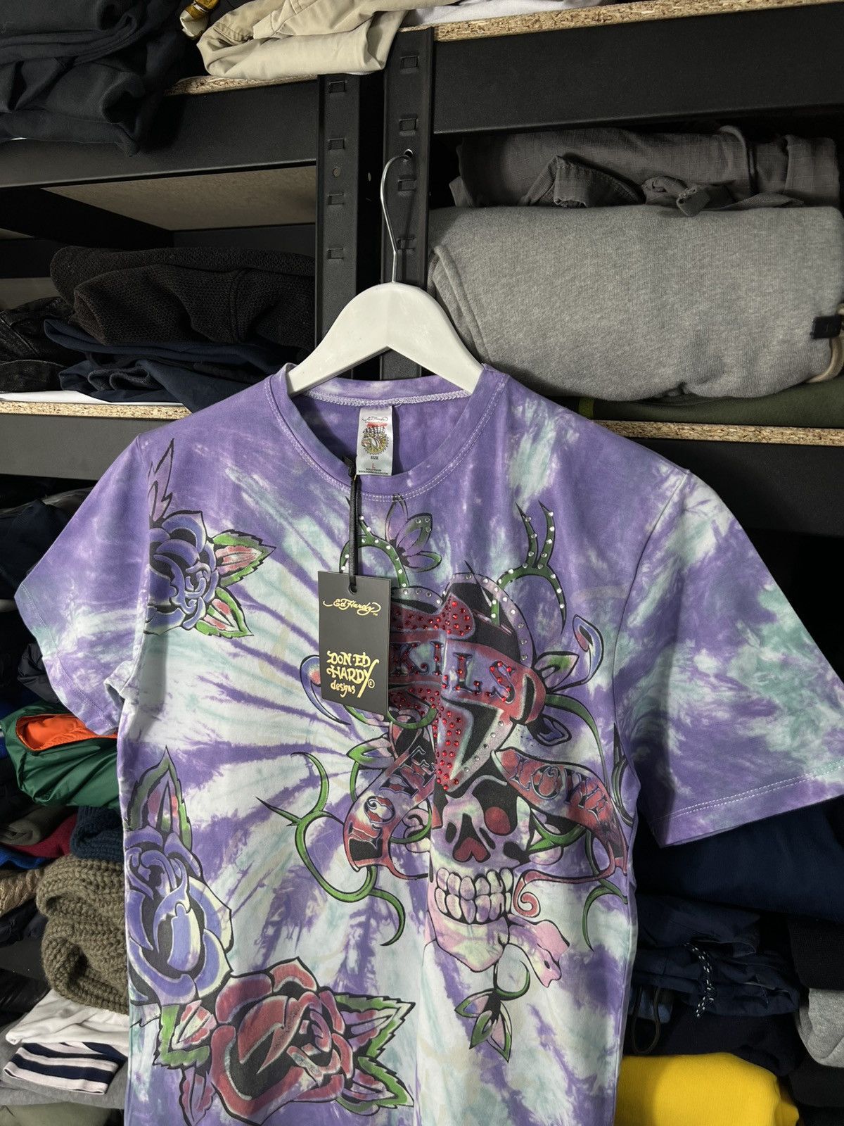 Ed Hardy Ed Hardy Love Kills Slowly Tie-Dye T-shirt Purple Size US L / EU 52-54 / 3 - 2 Thumbnail