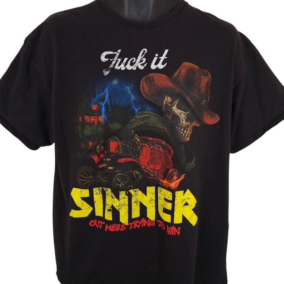 Other F*ck It Sinner T Shirt Mens Size XL Black Lightning Skeleton Size US XL / EU 56 / 4 - 1 Thumbnail