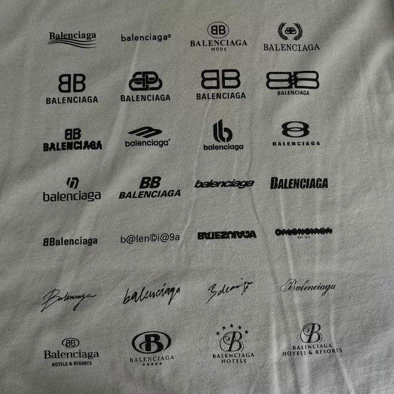 Balenciaga Balenciaga Double-sided Multi-Logo Printed Washed Grey Sho Size US S / EU 44-46 / 1 - 5 Thumbnail