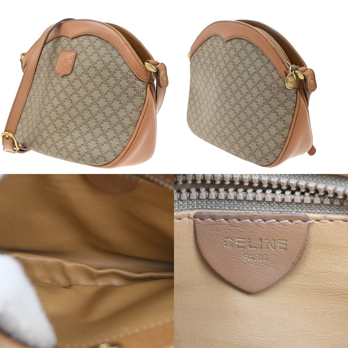 Celine Canvas And Leather Vintage Macadam Shoulder Bag Brown