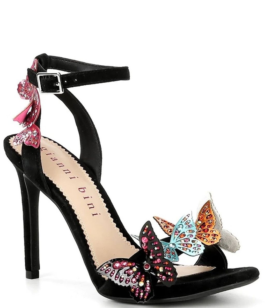 Gianni Bini Black Butterfly Embellished Heels Size 8 Nwot, Women's (Size 7)