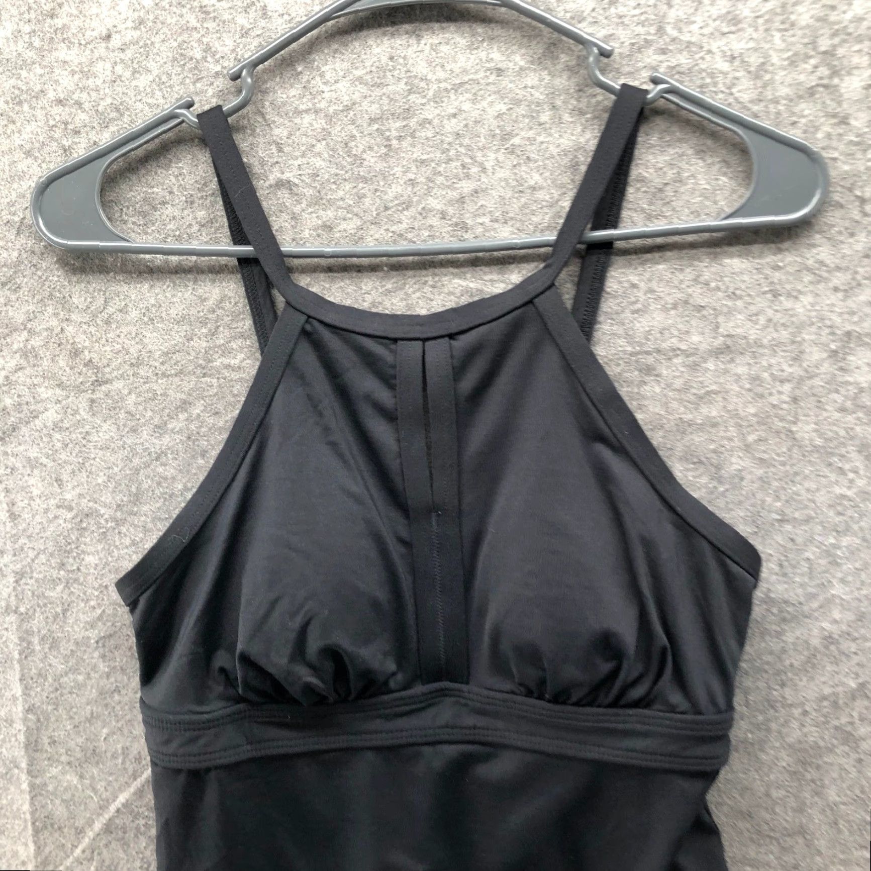 Lands' End VINTAGE? No. Lands End Keyhole High Neck Tankini Swim Top Womens 4 Black Padded Size S / US 4 / IT 40 - 5 Thumbnail