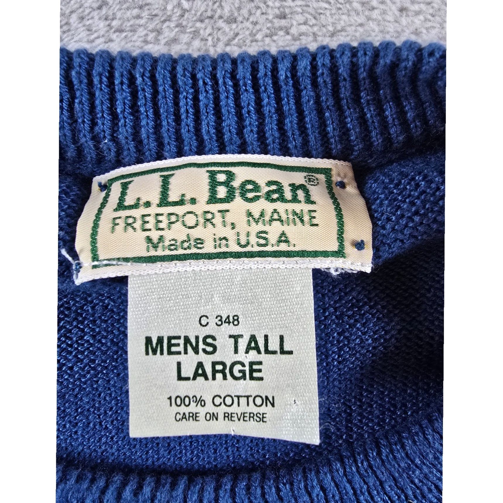 Vintage VINTAGE LL Bean Sweater Mens LT Blue Crew Neck Knit Cotton Made in USA Size US L / EU 52-54 / 3 - 2 Thumbnail