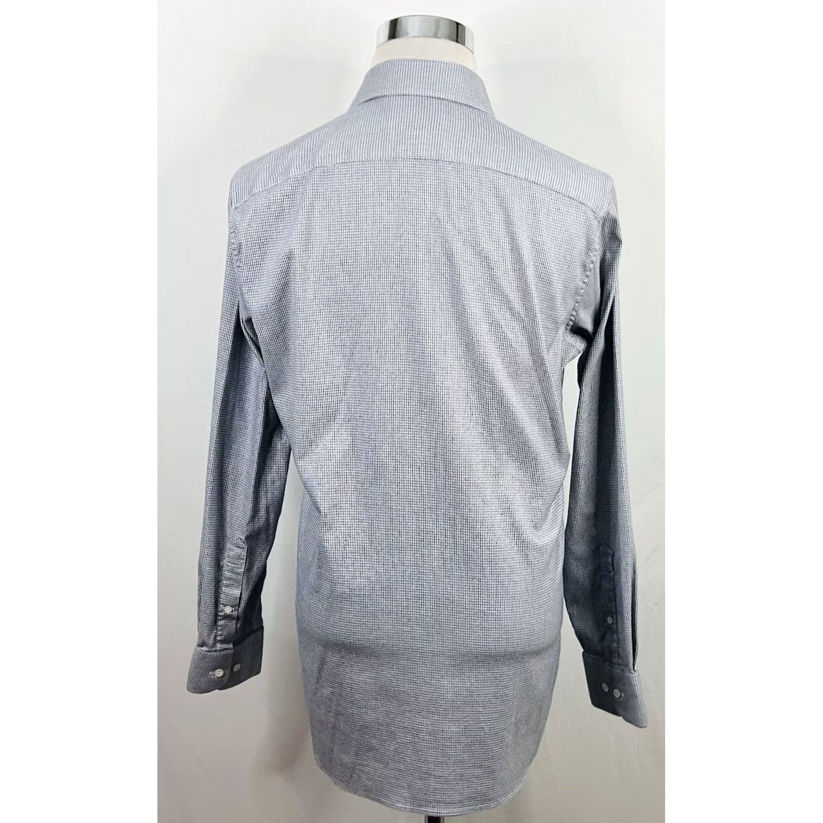 Bonobos Bonobos Dress Shirt Slim Fit Stretch Gray White Houndstooth Cotton Blend 16 36 Men Size 42R - 5 Thumbnail