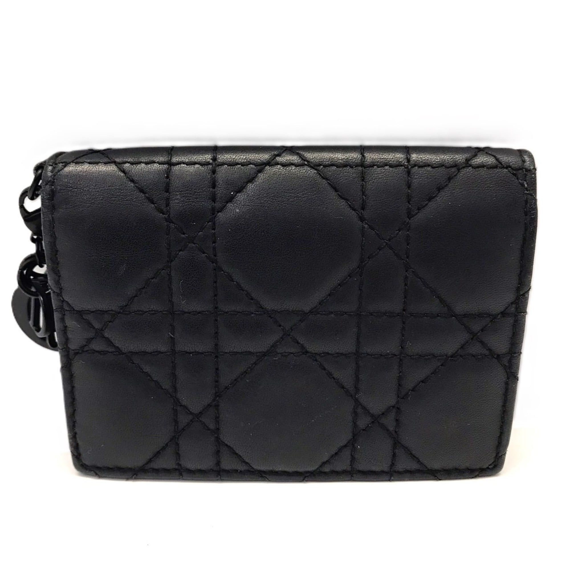Dior Christian Dior Dior Lady Cannage Ultra Matte Calfskin Black Card Case S0011ONMJ DIOR Size ONE SIZE - 1 Thumbnail