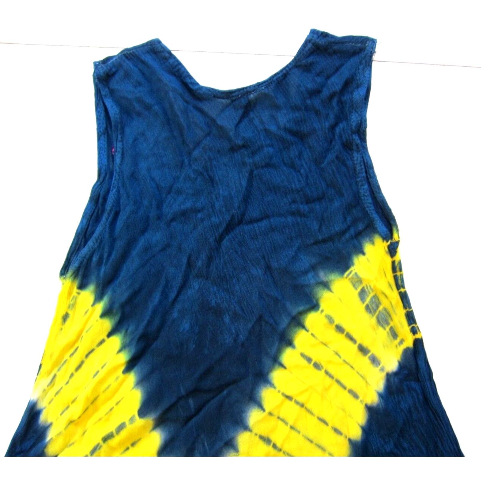 Sunflower VINTAGE Sunflower Rayon Blue Yellow Pink Tie Dye Tunic Tank Sun Dress Small Size S / US 4 / IT 40 - 7 Thumbnail