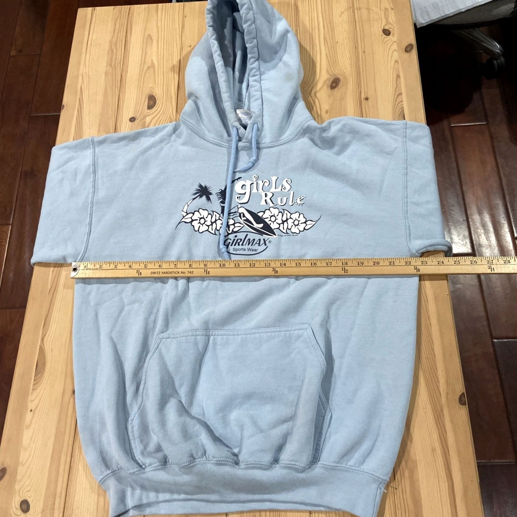 Vintage Y2K Surfwear GirlMax Blue Hoodie L Girls Rule Full Zip Fleece Hit Sleeve 2004 Activewear Zipper Womens Size L / US 10 / IT 46 - 6 Thumbnail