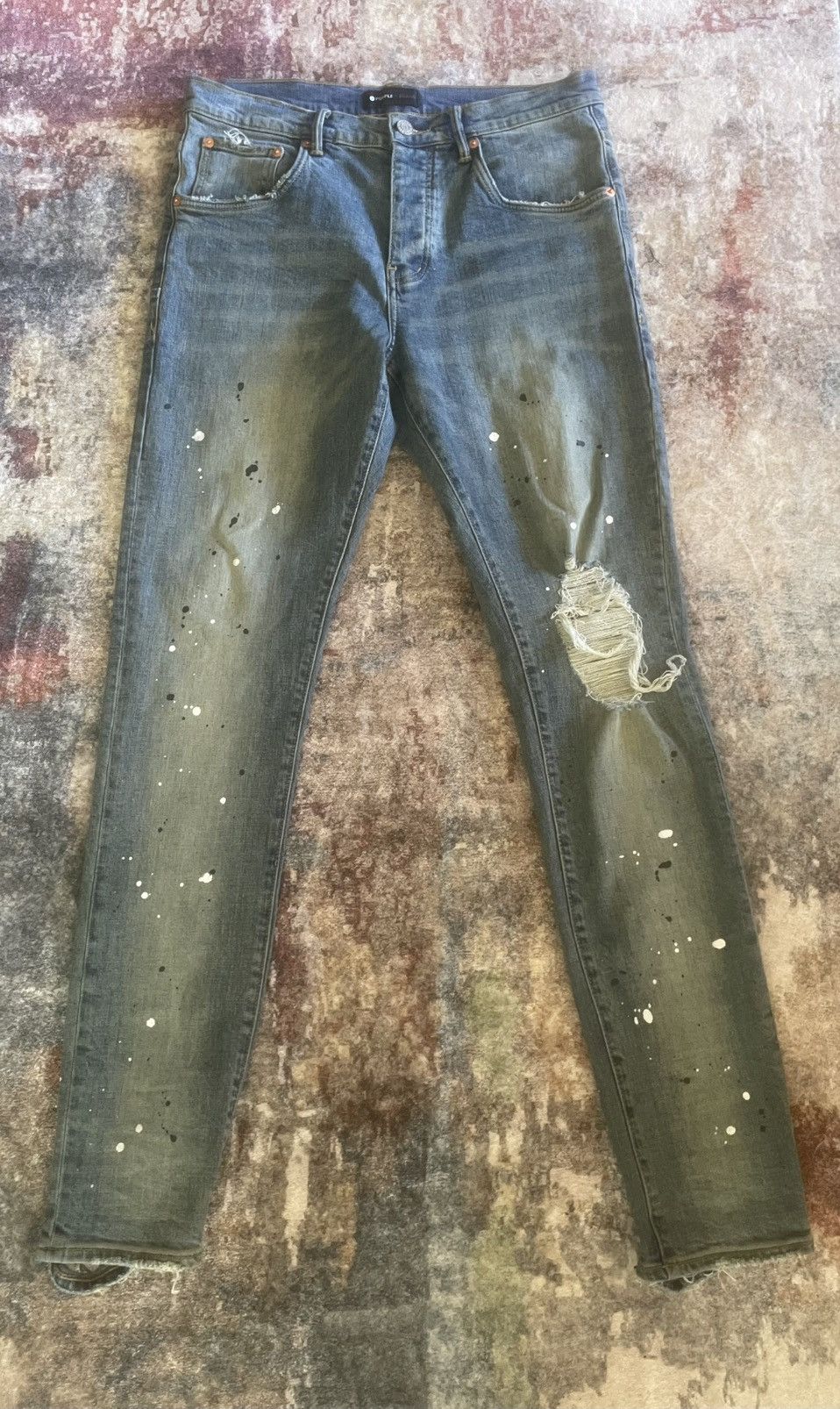 Purple Brand Purple Jeans Black & White Paint Splatter Size US 33 - 1 Thumbnail