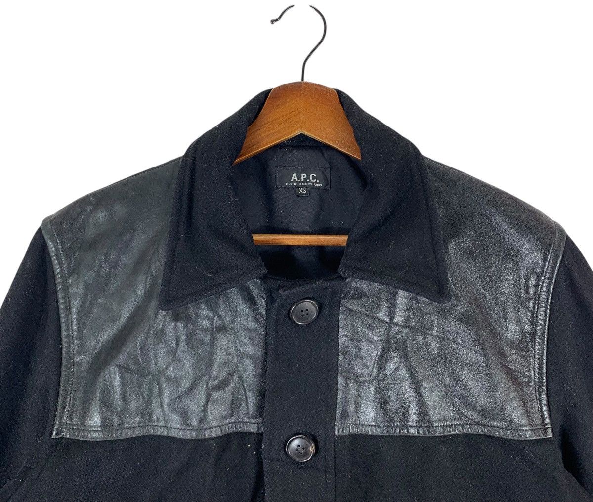 A.P.C. VINTAGE A.P.C FRANCE LEATHER PART WOOL BUTTON JACKET Size US XS / EU 42 / 0 - 5 Thumbnail