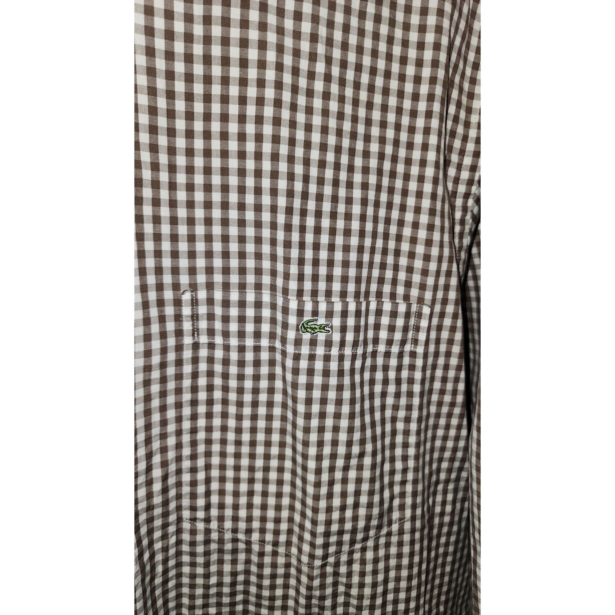 Lacoste Lacoste Size 42 Brown White Gingham Mens Long Sleeve Button Size US XS / EU 42 / 0 - 8 Thumbnail