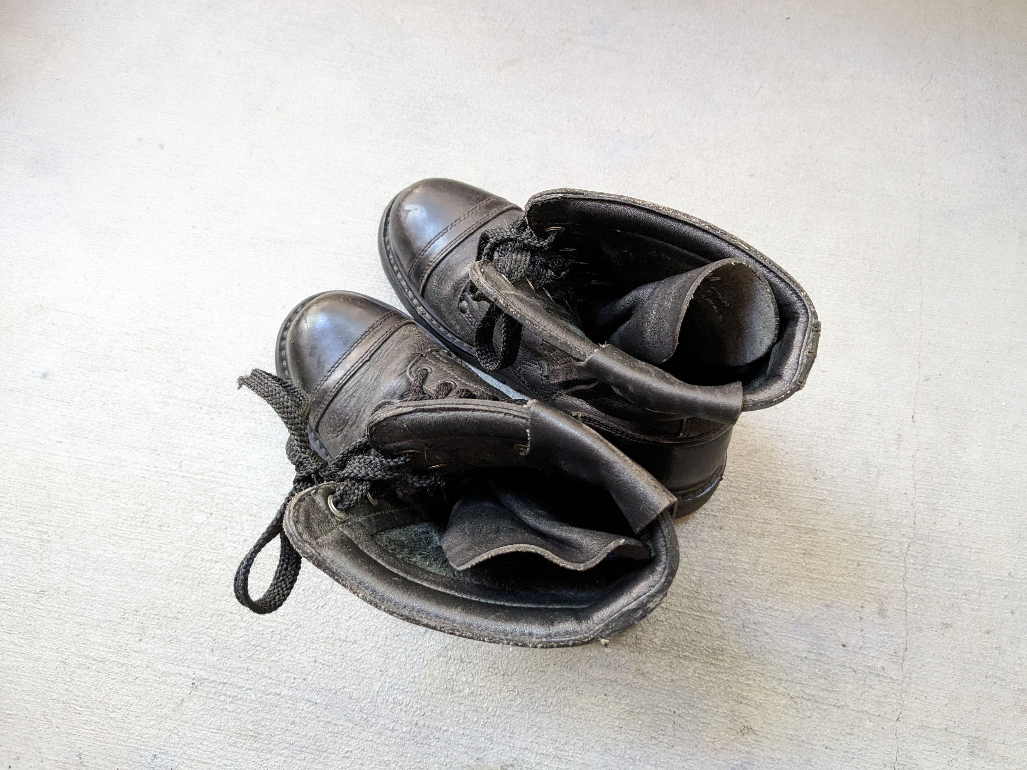 Genuine Leather Vintage Combat Boots Black 9.5 Leather Chunky Biker Moto Size US 9.5 / EU 42-43 - 17 Thumbnail