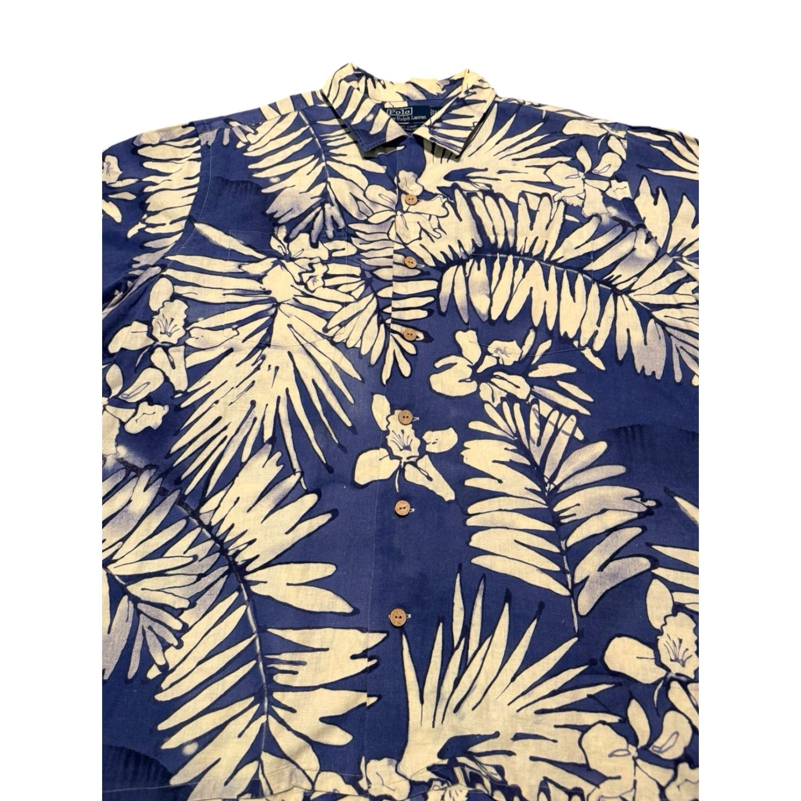 Polo Ralph Lauren VTG Polo Ralph Lauren Shirt Mens XL Blue Floral Camp Linen Blend Andy Camp Loop Shirt Size US XL / EU 56 / 4 - 2 Thumbnail