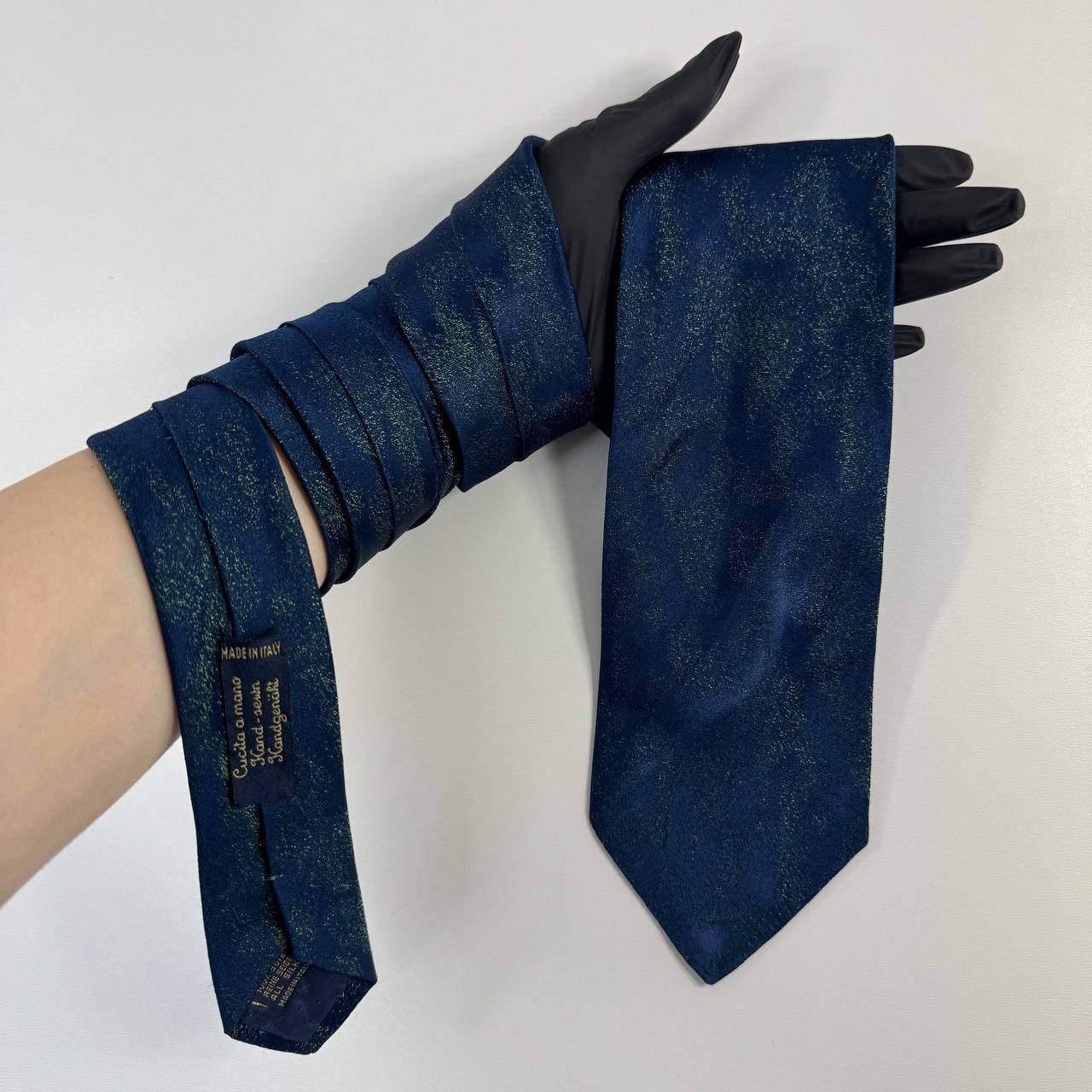Prada Antonella Prada Handmade Vintage Silk Tie BlueTextured Italy Size ONE SIZE - 1 Thumbnail