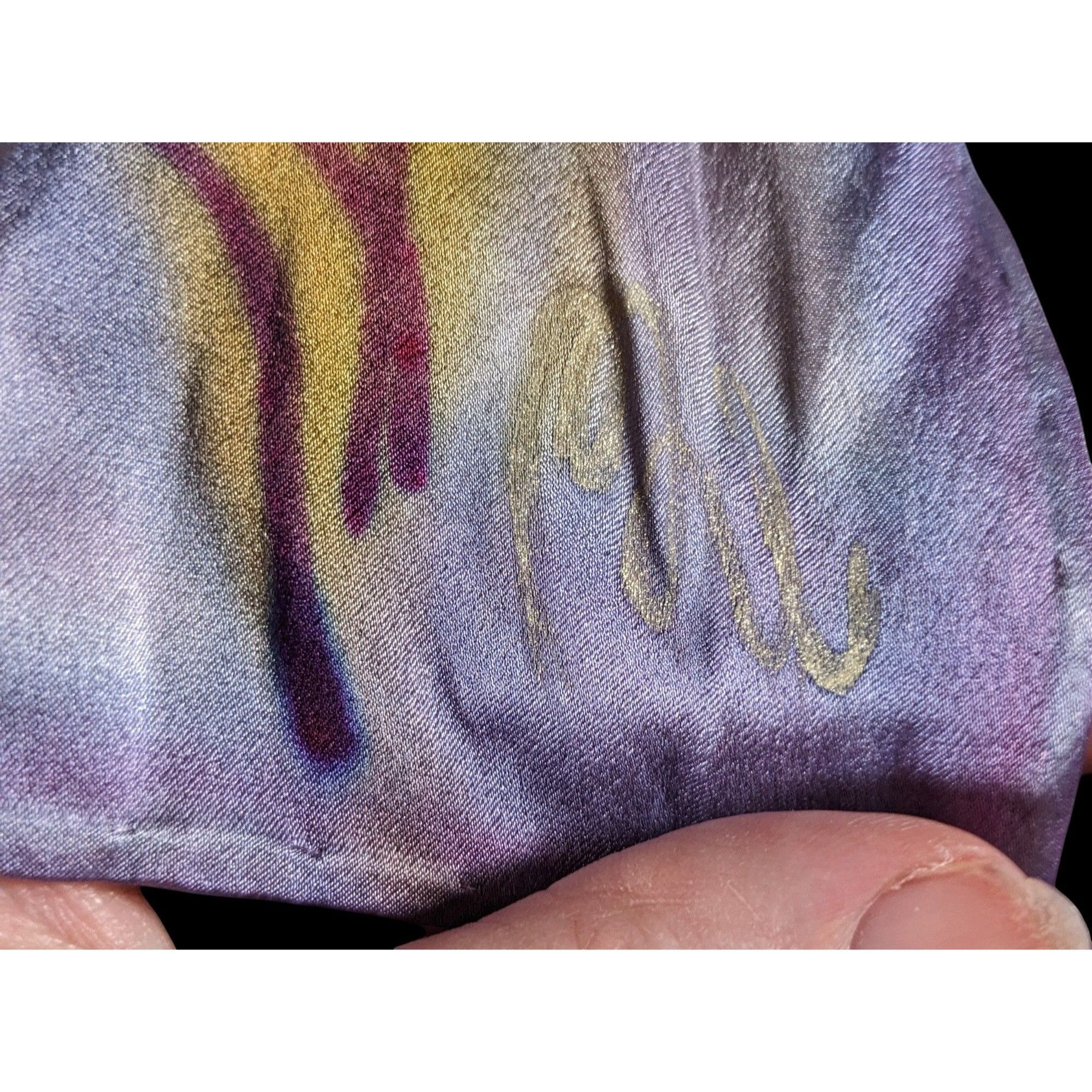 Other Abstract Floral Hand Painted Signed Purple Silk Art Scarf Size ONE SIZE - 4 Thumbnail