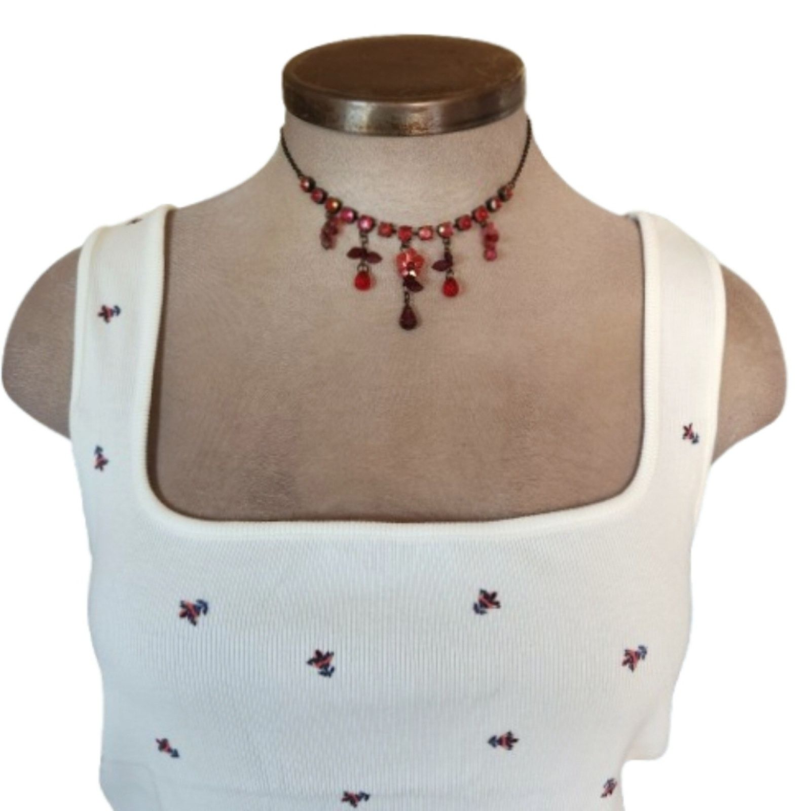 Old Navy OLD NAVY ☆ TINY FLOWERS ☆ WHITE RIBBED TANK TOP 4x ☆ NWT Size 4XL / US 24-26 - 3 Thumbnail