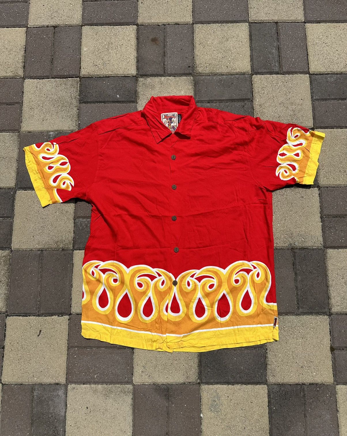 Mambo loud shirts ファイヤーパターン ヴィンテージアロハシャツ MAMBO LOUD SHIRT 'FLAME' NEW RARE VINTAGE Size L Robin