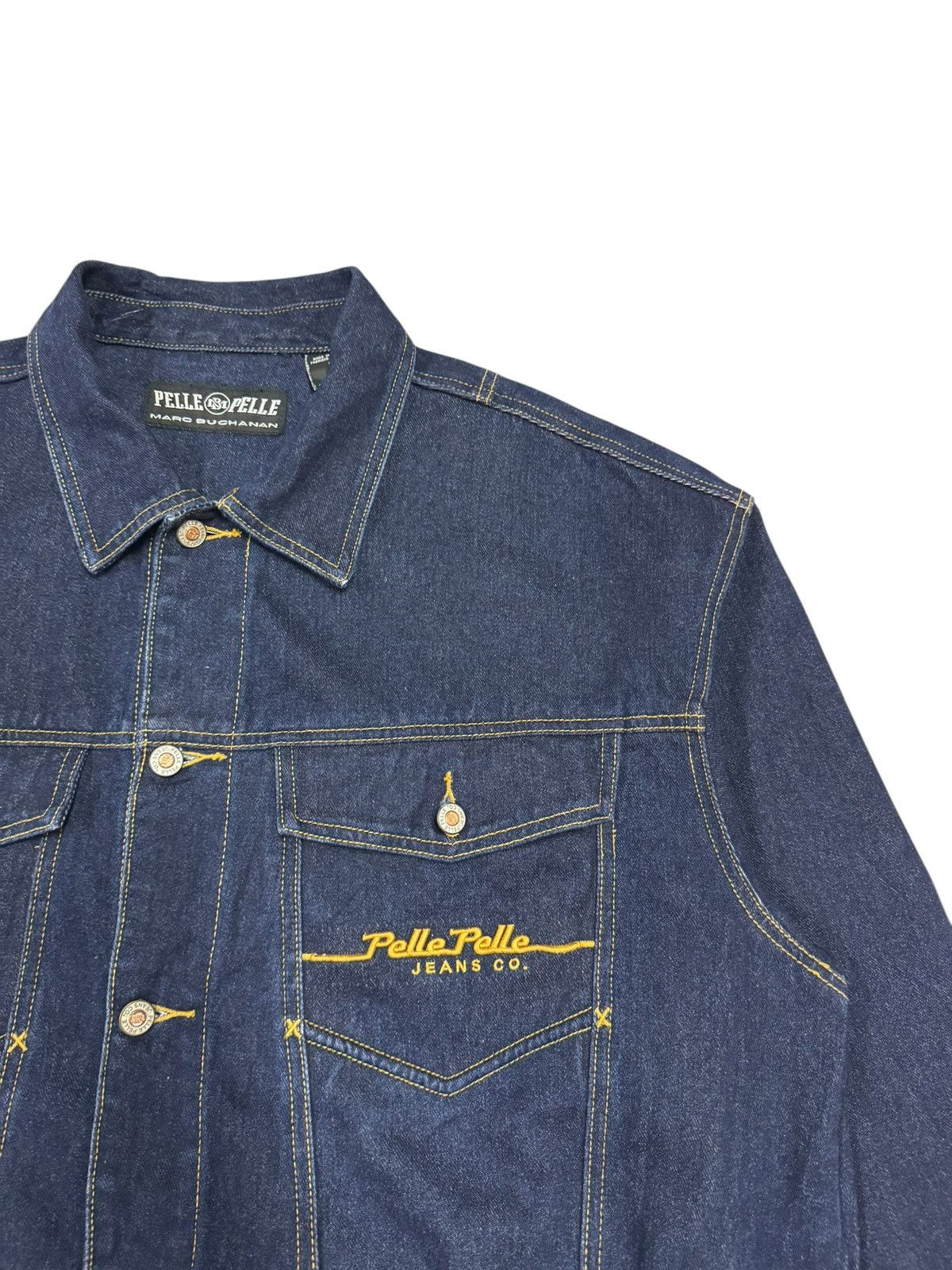 Marc Buchanan × Pelle Pelle × Vintage Vtg🔥90’s Marc Buchanan Pelle Pelle Jeans Trucker Jacket Size US L / EU 52-54 / 3 - 8 Thumbnail
