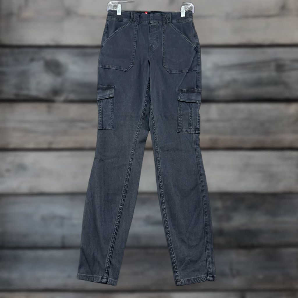 Spanx VINTAGE? (No) Spanx Jeans Womens M Black Cargo Pockets Stretch Flex Cotton Denim Skinny Size 32" / US 10 / IT 46 - 1 Thumbnail