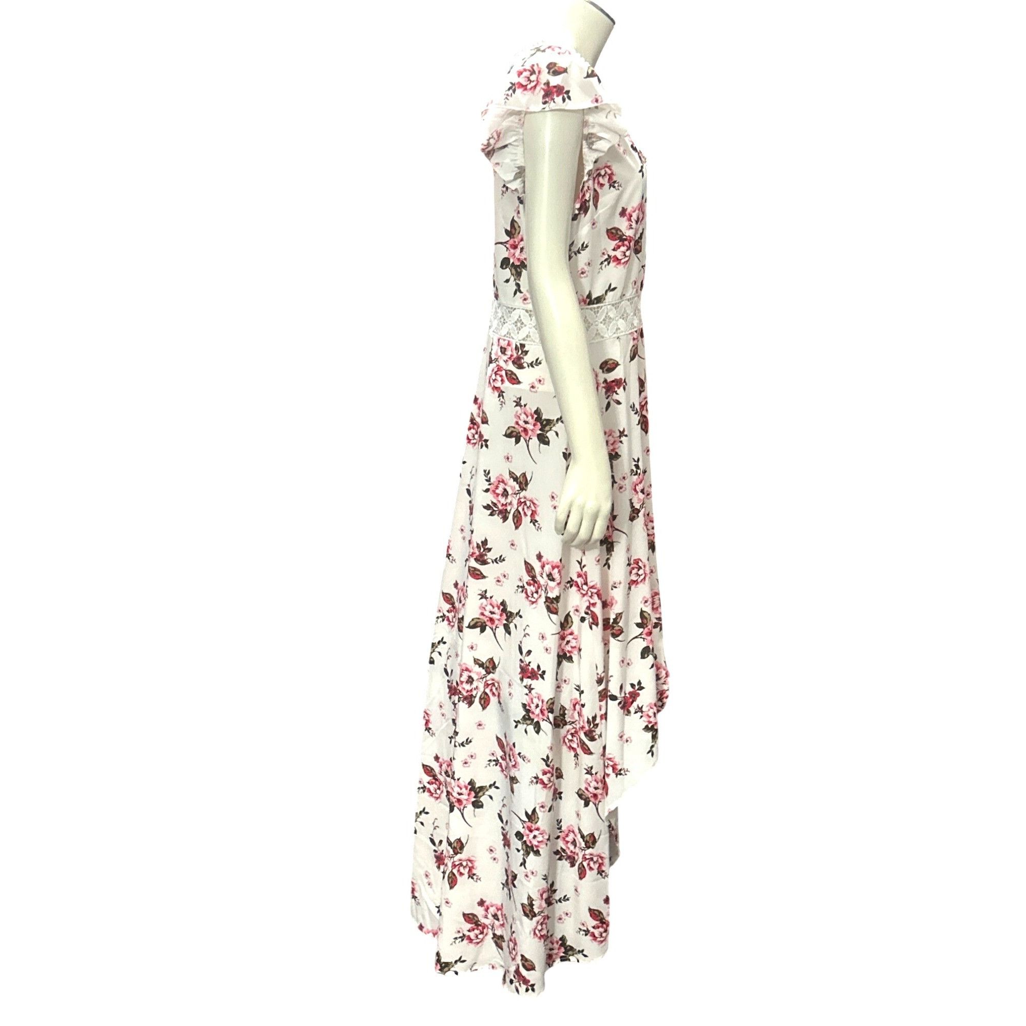 Other Cupshe Size L Ivory Pink Floral Lace Waist High Low Handkerc Size L / US 10 / IT 46 - 5 Thumbnail
