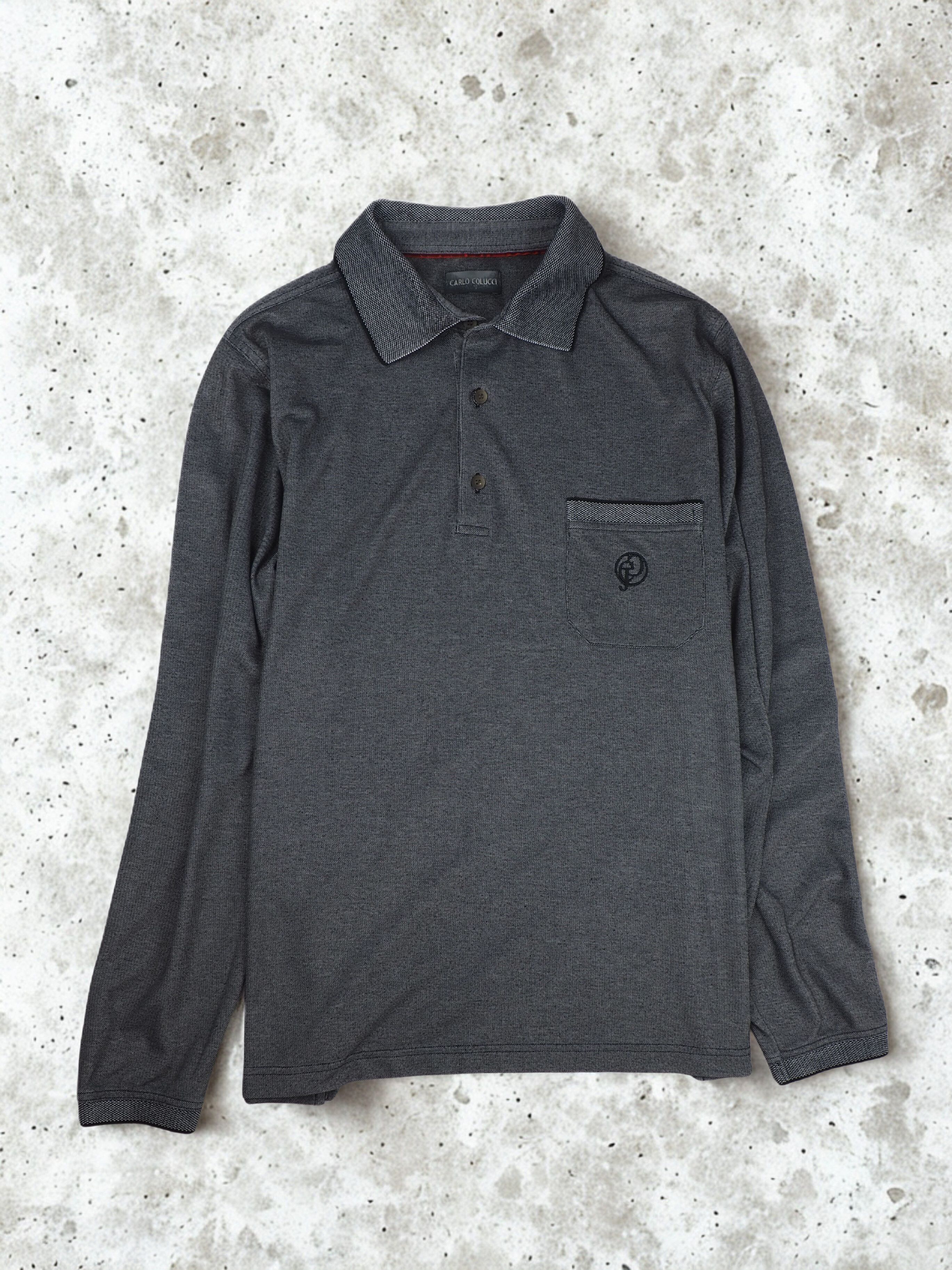 Carlo Colucci Carlo Colucci Long Sleeve Polo Shirt Dark Grey / Graphite Size US M / EU 48-50 / 2 - 1 Thumbnail