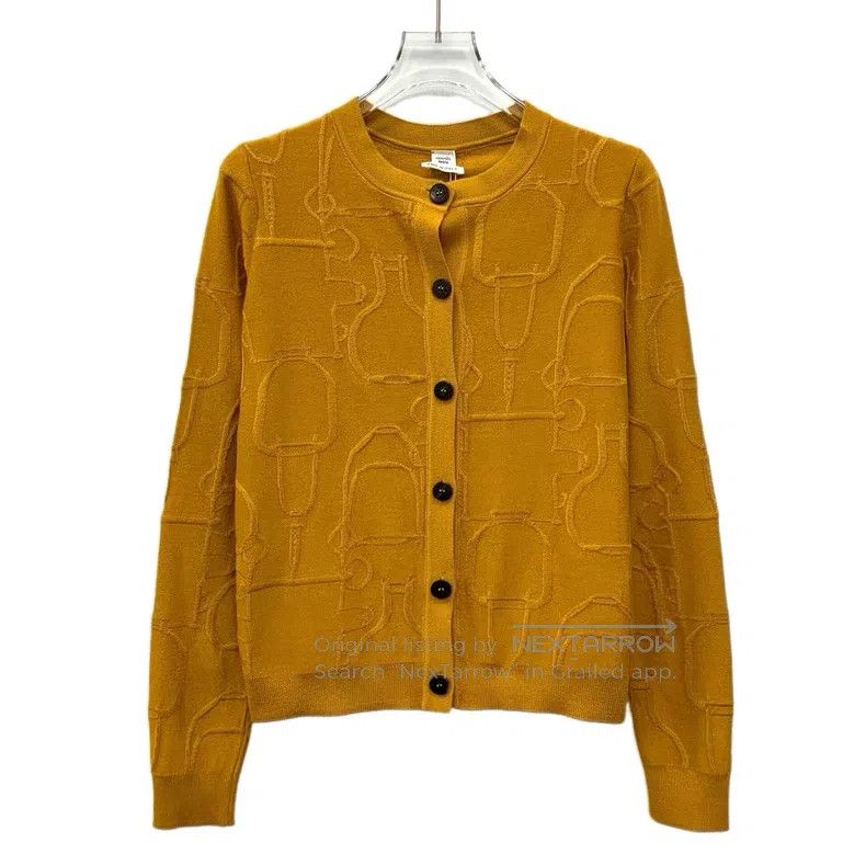 Hermes Hermes Orange stirrup buckle jacquard cashmere round-neck Size XS / US 0-2 / IT 36-38 - 1 Thumbnail
