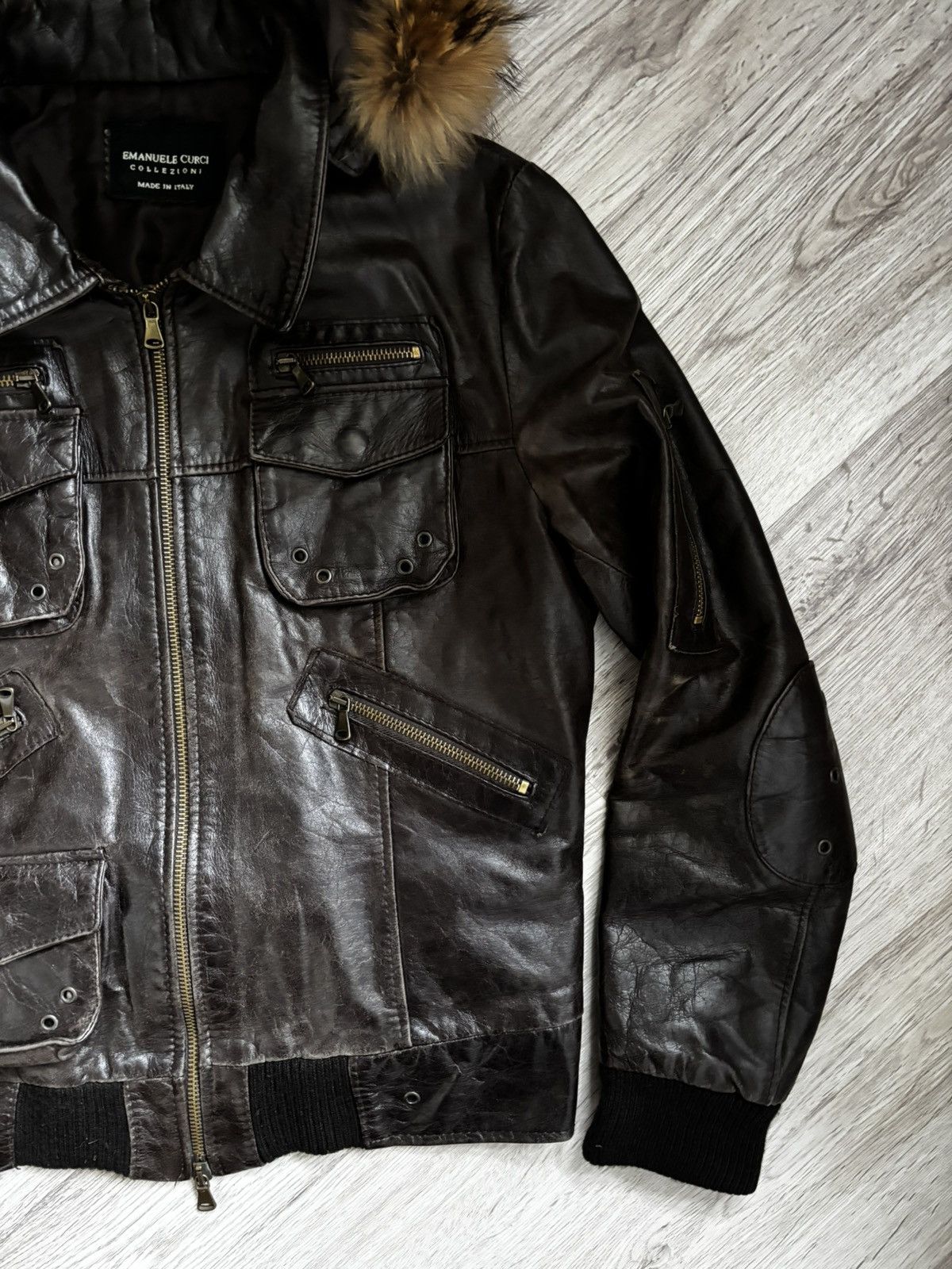 Other Emanuele Curci Women’s Leather Bomber Jacket Made in Italy Size XL / US 12-14 / IT 48-50 - 2 Thumbnail