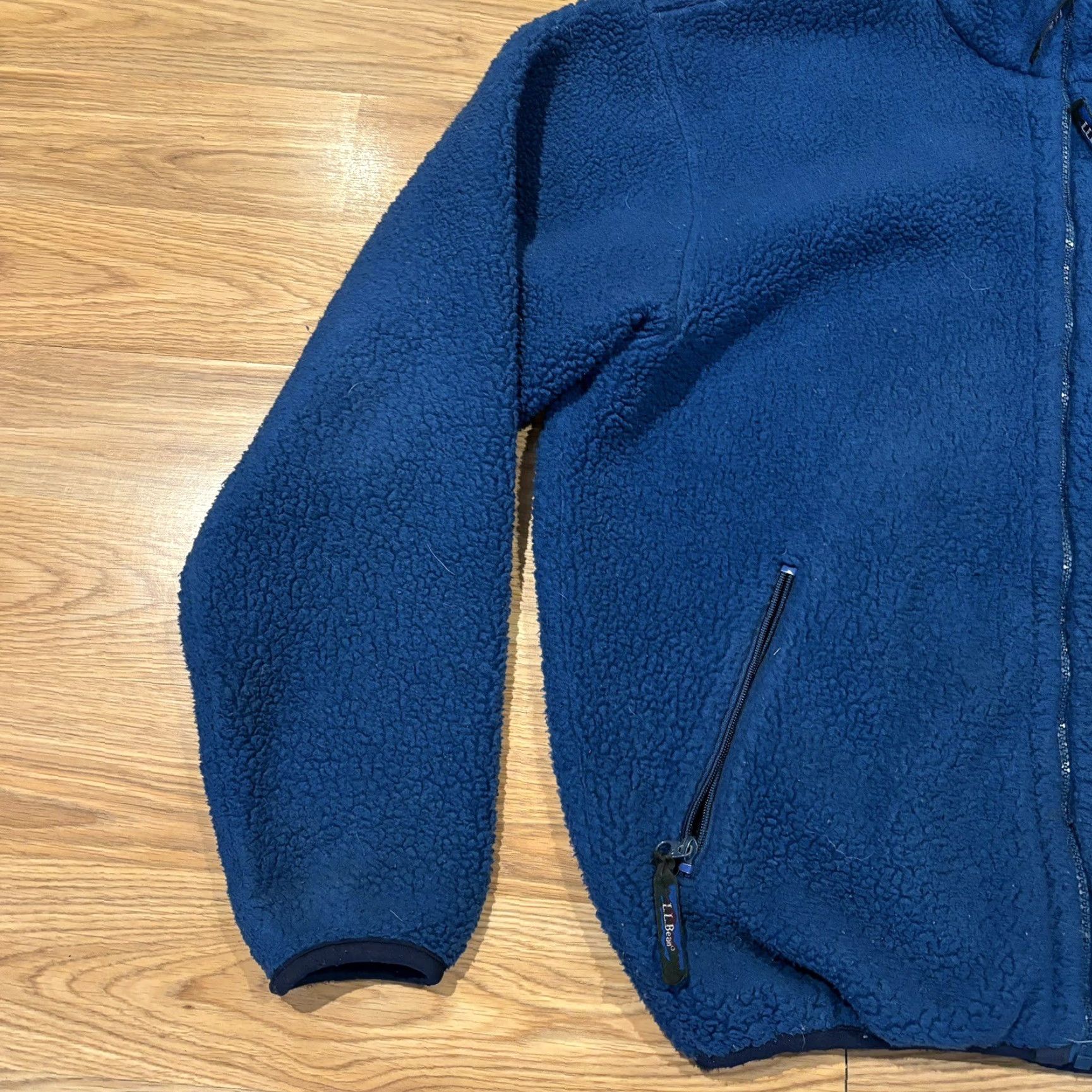 Vintage VINTAGE L.L.Bean Deep Pile Fleece Jacket Full Zip Men's Blue 90s USA Sherpa Zipper Pocket Size US L / EU 52-54 / 3 - 5 Thumbnail