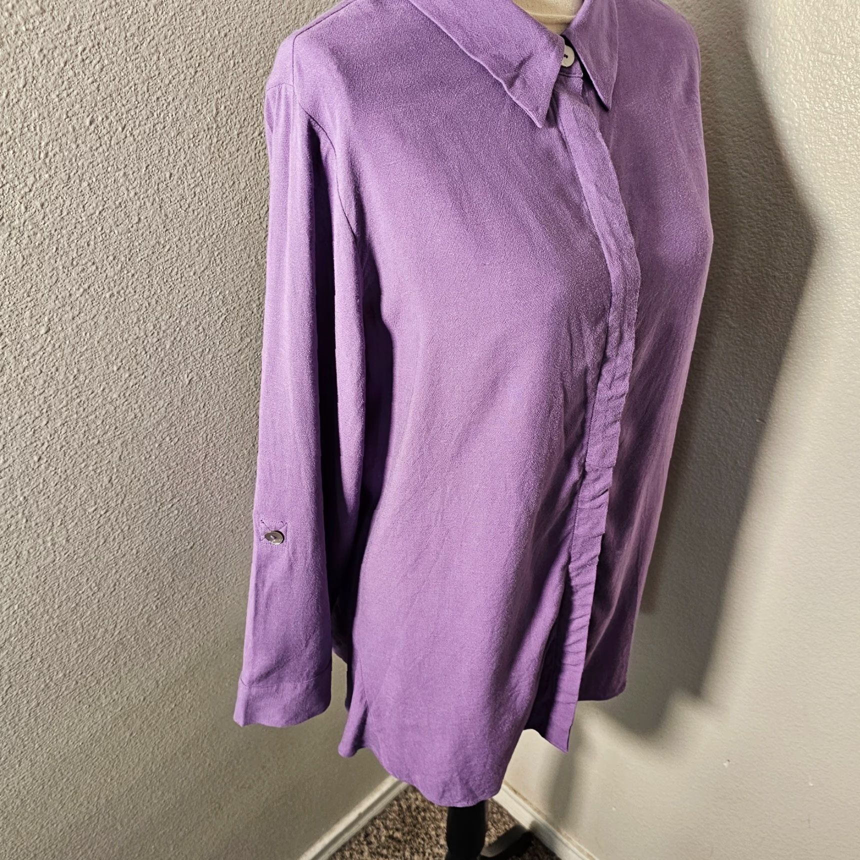 Soft Surroundings Soft Surroundings Shirt Womens PL Petite Large Purple Long Sleeve Button Up Size L / US 10 / IT 46 - 5 Thumbnail