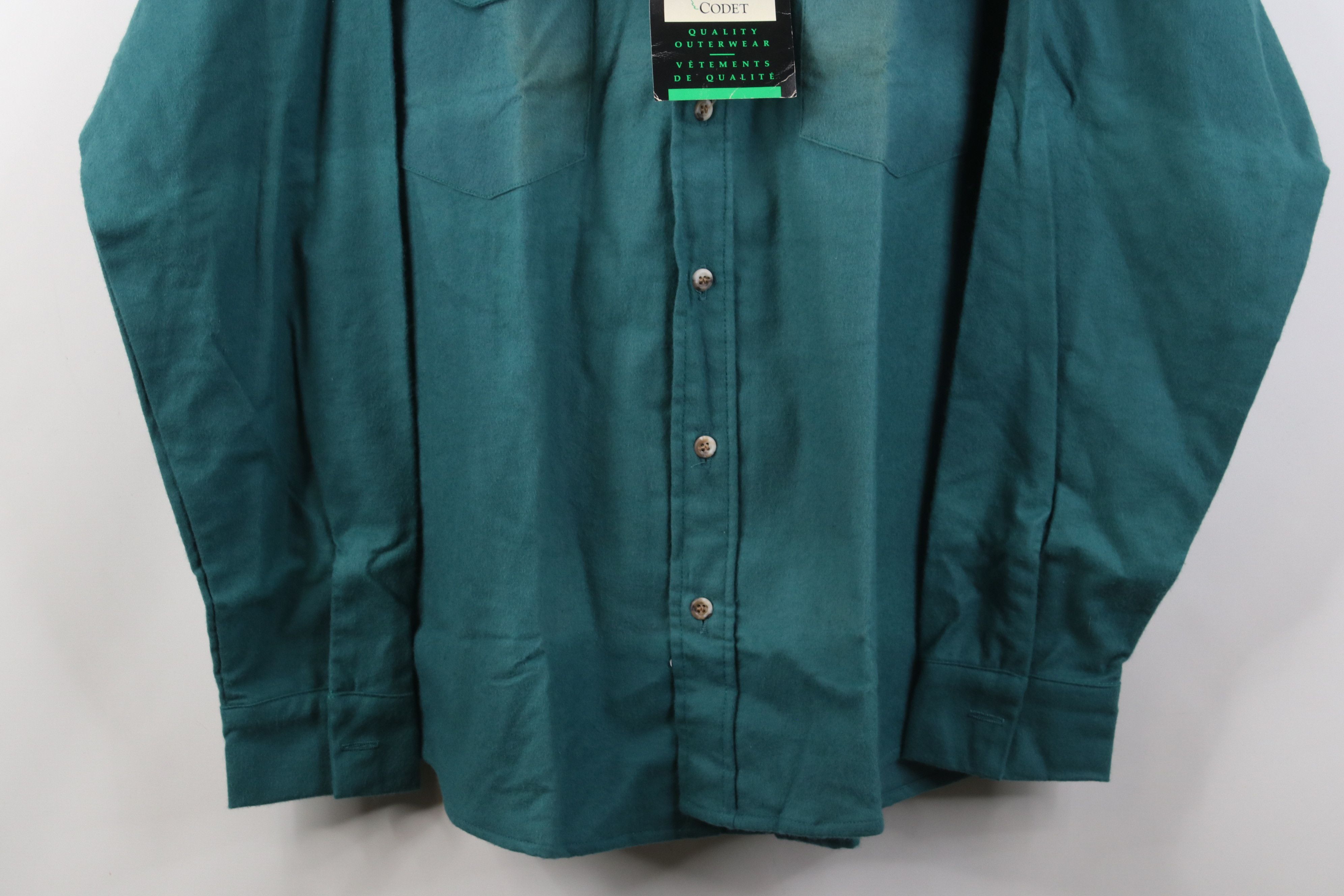 Vintage Deadstock Vintage 70s 80s Cloth Button Shirt Green USA Size US XL / EU 56 / 4 - 3 Thumbnail