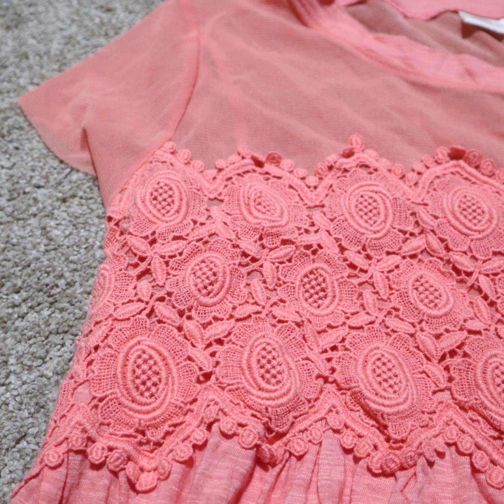 Jessica Simpson Jessica Simpson Shirt Peasant Adult M Pink Lace Sheer Blouse Womens Size M / US 6-8 / IT 42-44 - 3 Thumbnail
