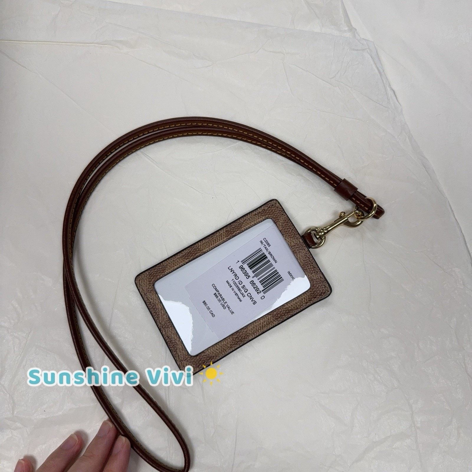 Coach NWT COACH ID Lanyard Signature Leather Tan/Brown CZ285 Size ONE SIZE - 2 Thumbnail