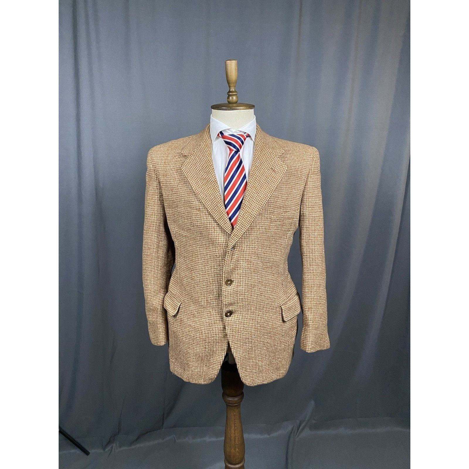 Harris Tweed Harris Tweed Vintage Men's Beige Brown Wool Blazer Jacket Si Size 52R - 3 Thumbnail
