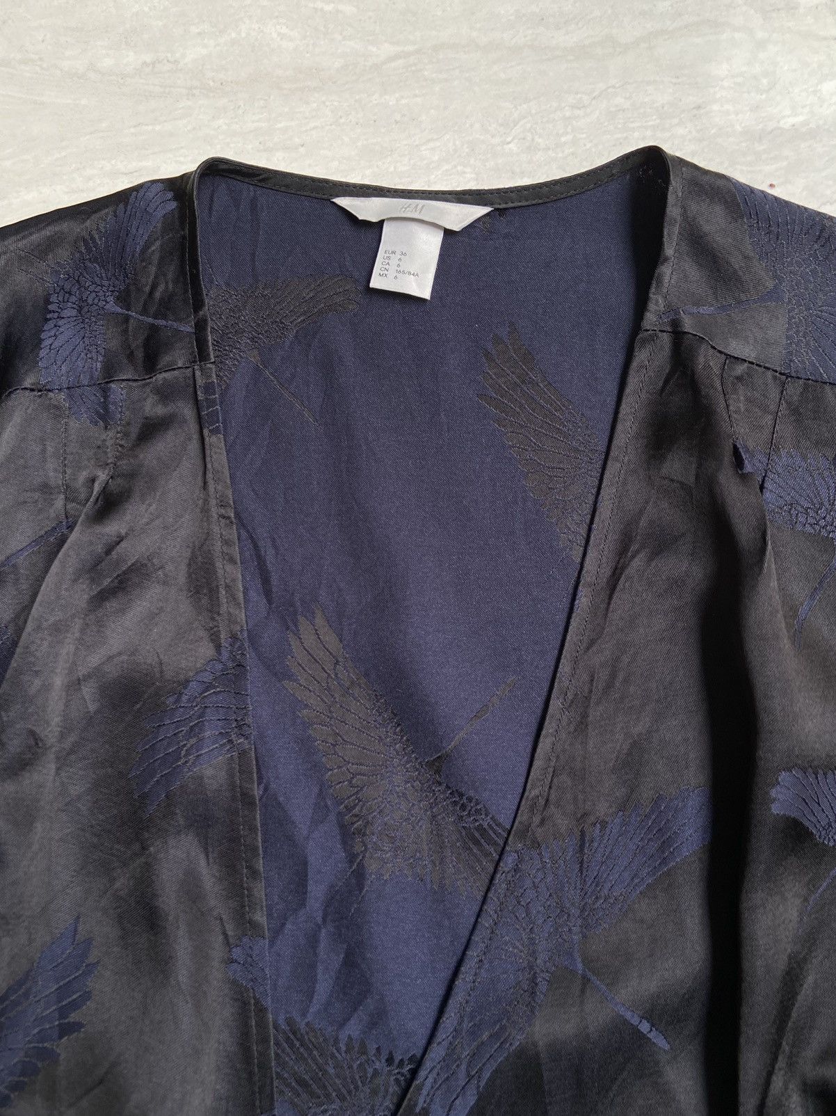 H&M H&M Black Kimono Bird Pattern Size US XS / EU 42 / 0 - 12 Thumbnail