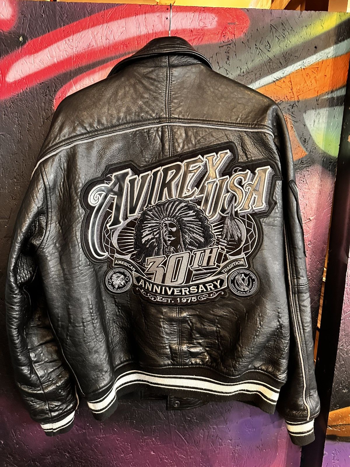 Avirex Avirex 30th Anniversary Leather Varsity Jacket black | Grailed
