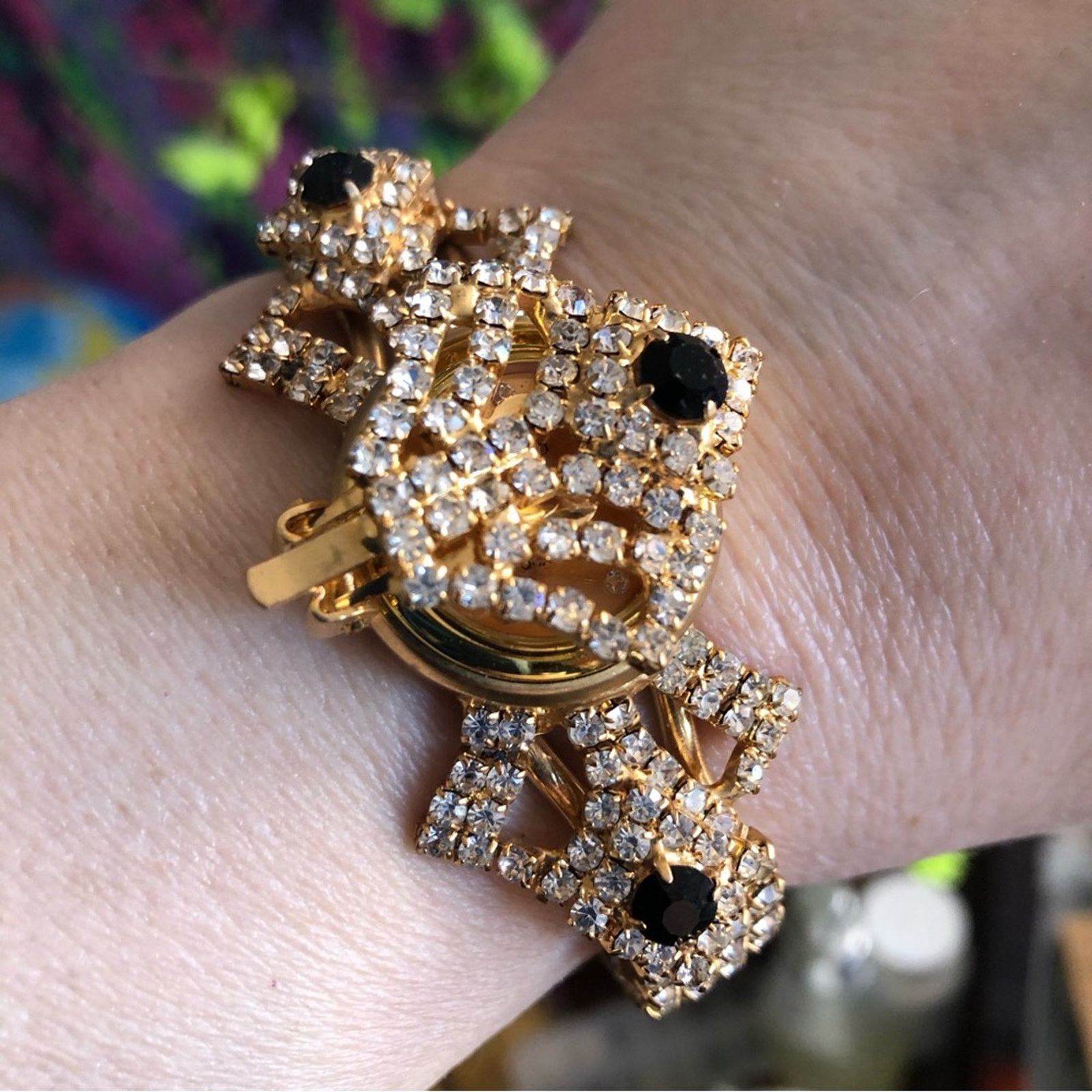 Handmade Repurposed handmade bling watch clamp bracelet Size ONE SIZE - 2 Thumbnail