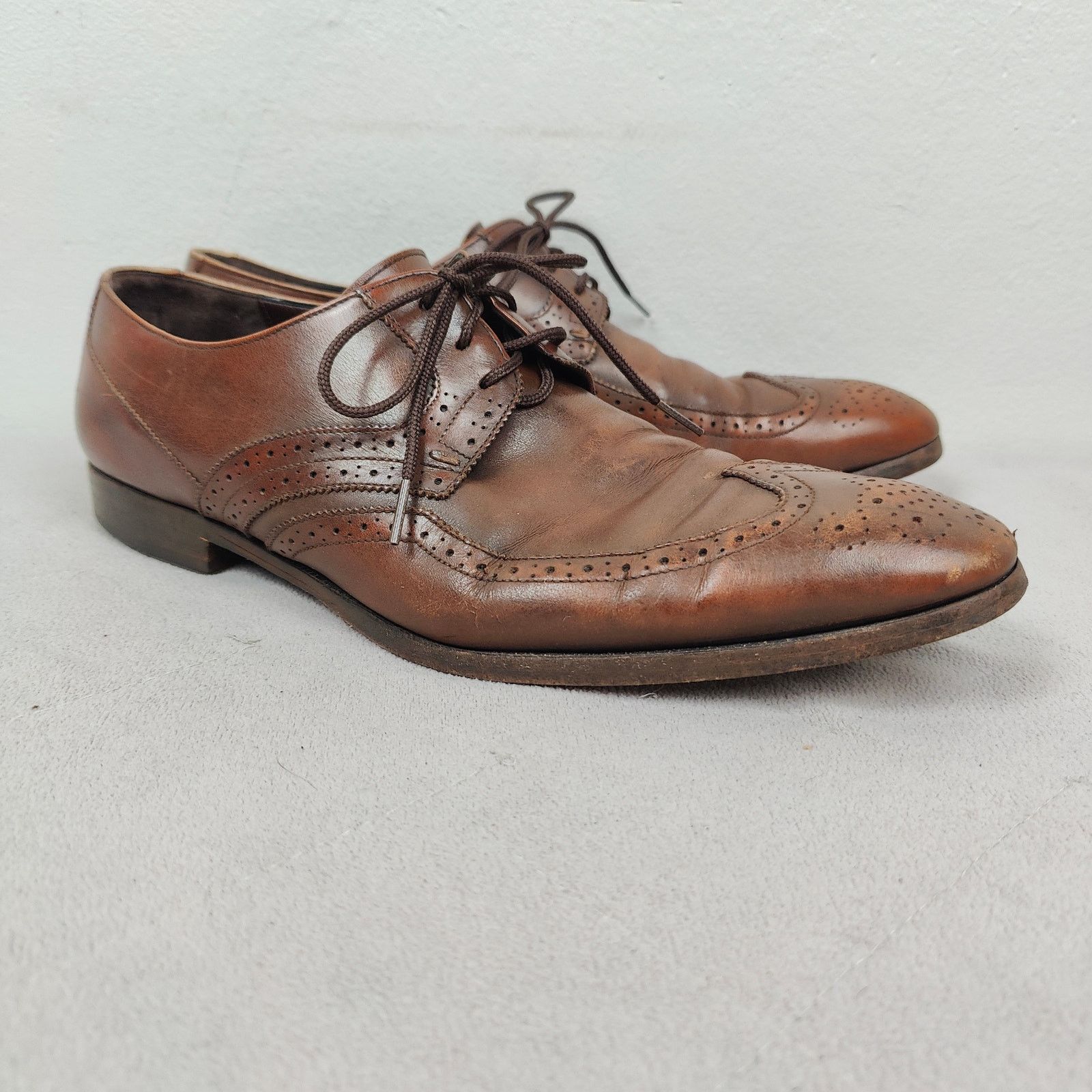 Salvatore Ferragamo Salvatore Ferragamo Oxfords Mens 11 D Brown Leather Lace Up Size US 11 / EU 44 - 1 Thumbnail