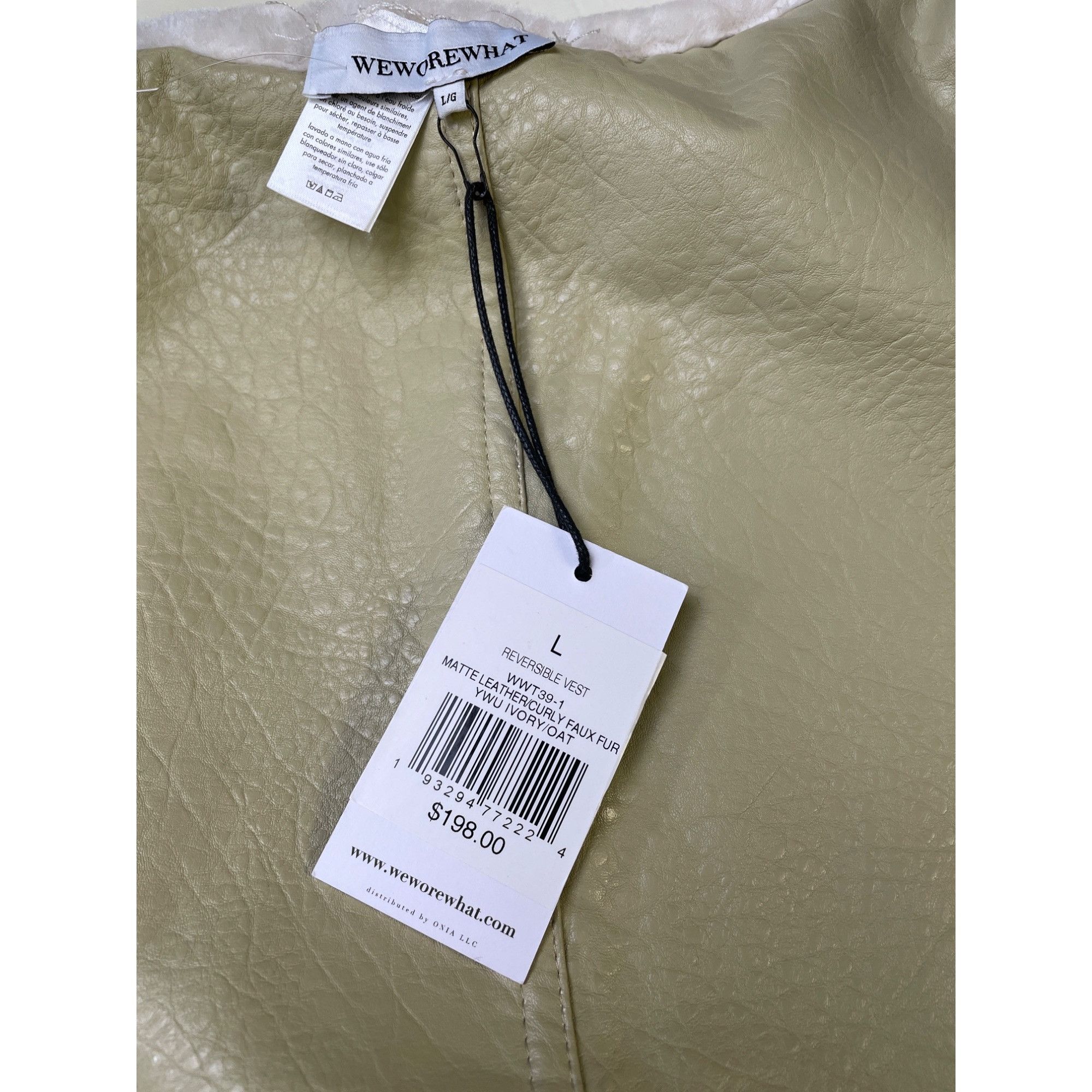 Other Weworewhat Women's reversible Vest Cream Matte Leather Faux Size L / US 10 / IT 46 - 8 Thumbnail