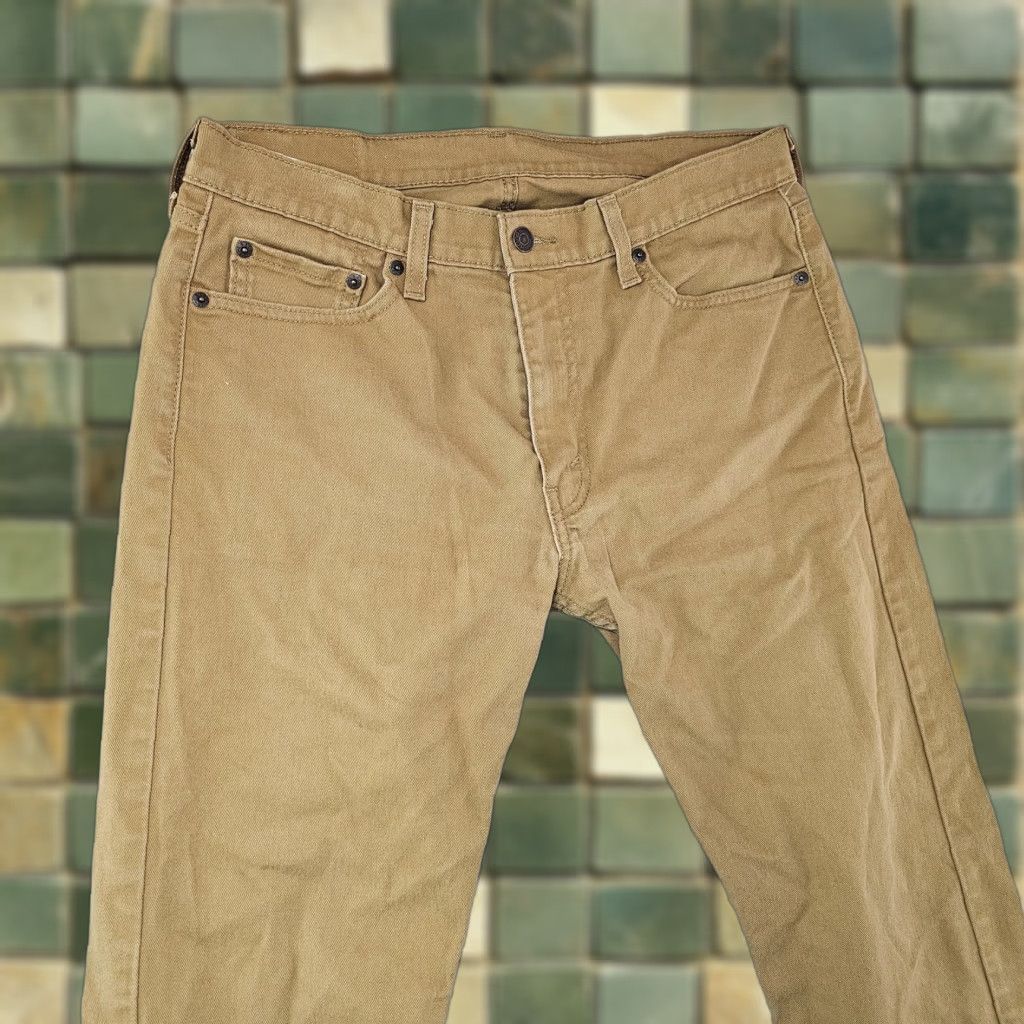 Levi's Levi's 513 Jeans Mens 33x31 Slim Straight Stretch Khaki Denim Casual Pants Belt Zip Pocket Size US 33 - 1 Thumbnail
