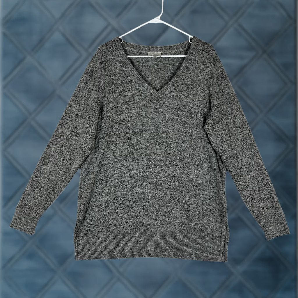 Lucky Brand Lucky Brand Lightweight V-Neck Sweater Womens Large Long Sleeve Pullover Gray Size L / US 10 / IT 46 - 1 Thumbnail