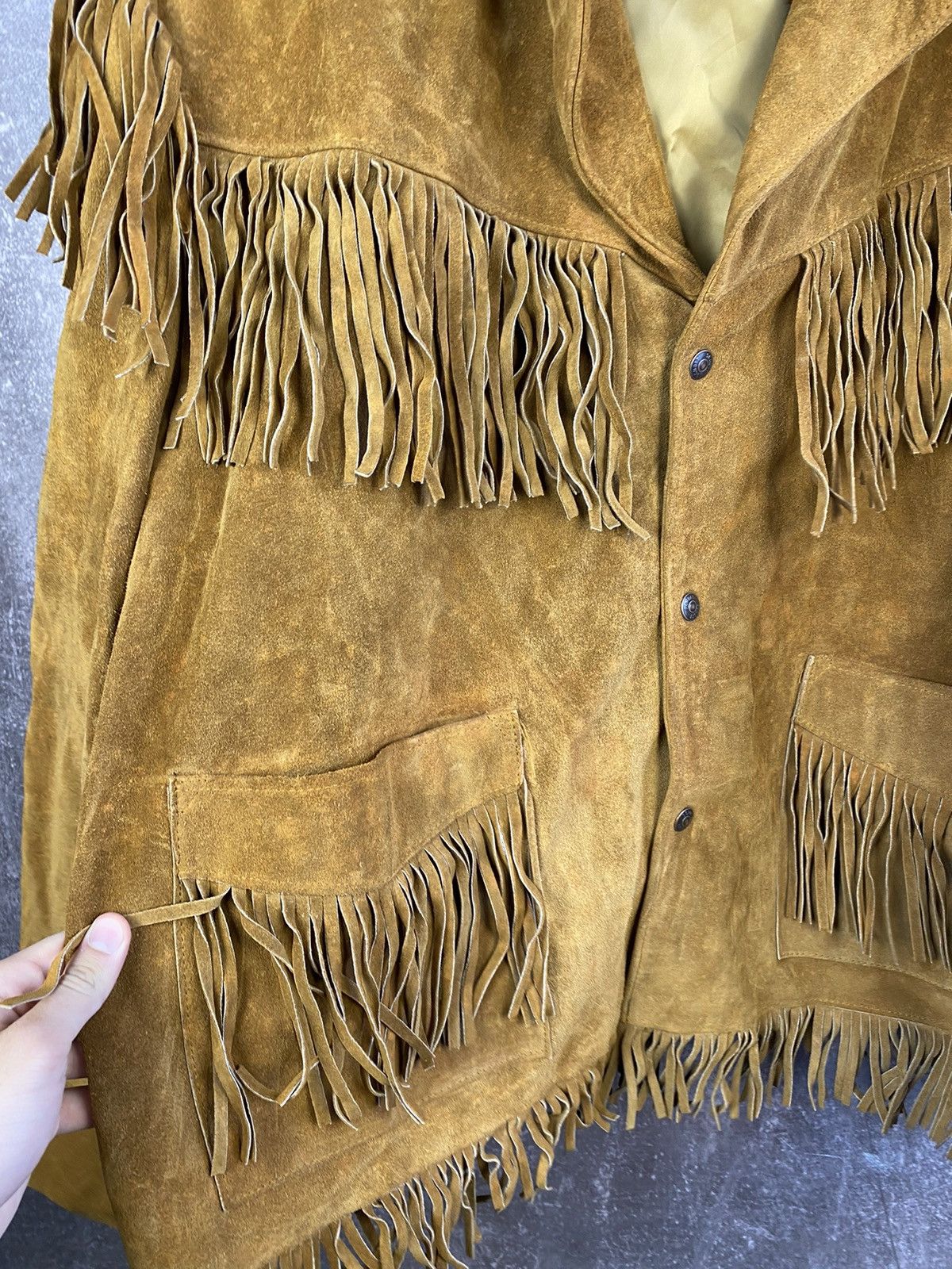 Cowboy Equipment Vintage 70s Schott Distressed Western Fringed Leather Jacket Size US L / EU 52-54 / 3 - 4 Thumbnail