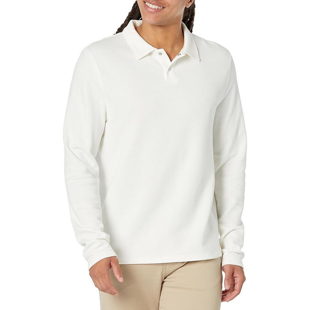 Vince Vince Off-White Pique Double Knit Long Sleeve Polo Size XXL Size US XXL / EU 58 / 5 - 1 Thumbnail